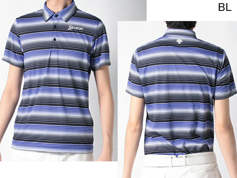 松山英樹プロモデル　スリクソン by デサント　SRIXON　グラデーションボーダー プリント 半袖ポロシャツ　RGMVJA22　メンズ　ゴルフウエア