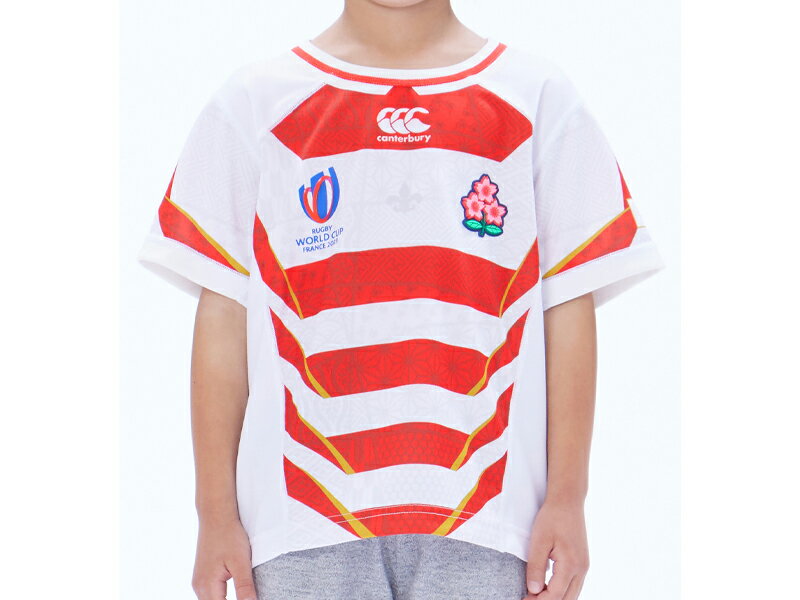 2023年モデル　カンタベリー　CANTERBURY　ラグビー日本代表　ジャパンRWC2023　キッズ　ジャパンレプリカユニフォーム　ホーム ジャージー　RGJ33982WC　JAPAN RWC2023 KIDS REPLICA HOME JERSEY　10ホワイト　ジュニア　子供用　ファーストジャージー　ボーイズ　ガールズ 2