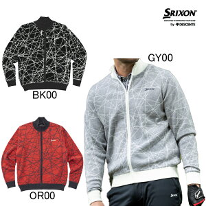松山英樹プロ共同開発・スリクソン by デサント SRIXON ヒートナビ フルジップ グラフィックセーター RGMWJL03 メンズ アウター ゴルフウエア 保温 秋冬モデル