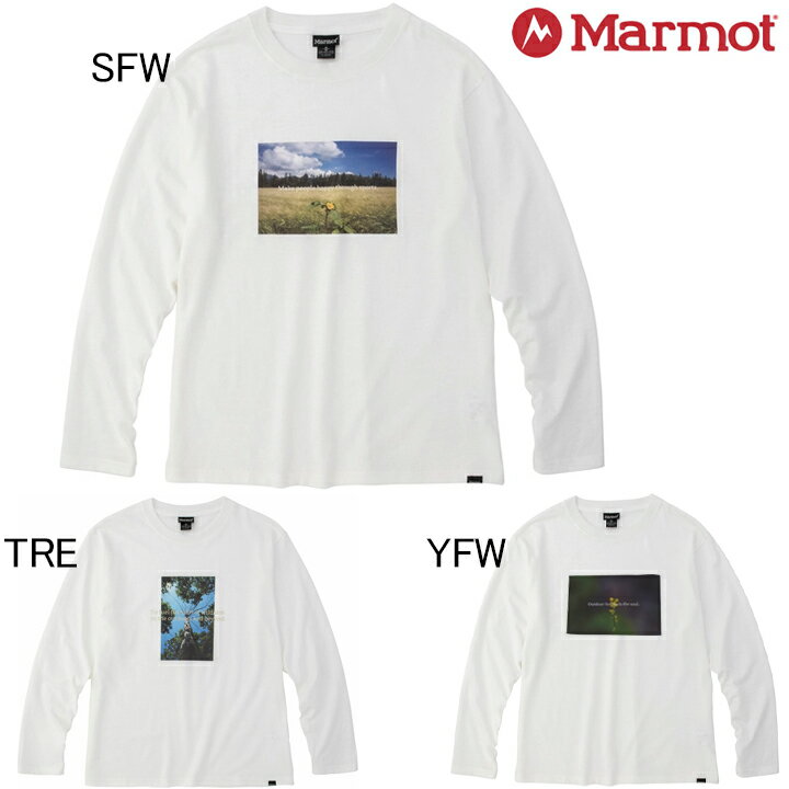 マーモット Marmot レディース 長袖Tシャツ TOWTJB50 綿混 吸水速乾 UVカット アウトドア ウィメンズ フォトメッセージ ロングスリーブクルー カットソー セール キャンプ
