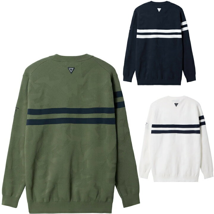 2025年秋冬モデル　ルコックスポルティフ ゴルフ　le coq sportif GOLF　モザイク柄ジャガード セーター　LG5FST00M　クルーネック　ニット　メンズ　ゴルフウエア　ルコックゴルフ