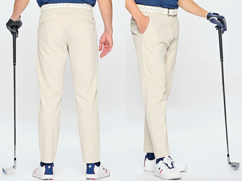 2025年モデル　ルコックスポルティフ ゴルフ　le coq sportif GOLF　9分丈 スラックス テーパード パンツ　LG5SLP50M　ストレッチフォーサー　ストレッチクロス　前開きベルトループ付き　メンズ　ゴルフ