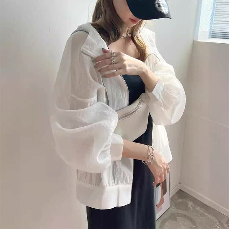 7色 UVカット パーカー レディース カーディガン フード付き 日焼け防止 サマー ゆったり 大きいサイズ 長袖パーカー 羽織り 透け感 薄手 軽量 通気性 日よけ フリーサイズ カジュアル アウトドア おしゃれ ブラック ホワイト グレー ブルー 送料無料 tahounagi-10008689 多宝食品ジャパン 楽天市場店 サンプル画像3