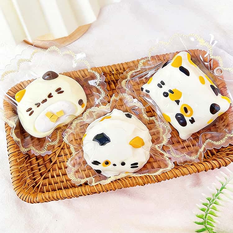 水感スクイーズ 握る 三毛猫 もちもち DIY スクイーズ おもちゃ 食品級シリコン ス...