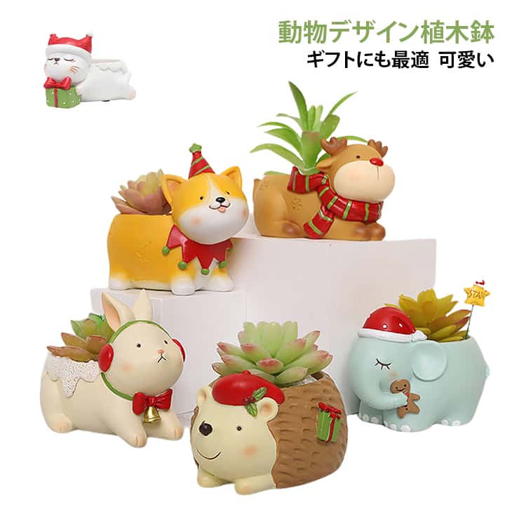 Rakuten - 多肉植物用鉢 母の日 植木鉢 鉢植え ガーデニングオブジェ 植木鉢 可愛い ガーデンデコレーション 動物デザイン アニマルデザイン 観葉植物 お庭 インテリア 小物入れ