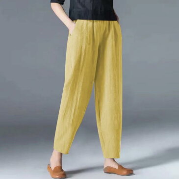 リラックスパンツ パンツ レディース サルエルパンツ 九分丈 ゆったり 綿麻 リネン ナチュラル テーパード コットンパンツ コットンリネン 通気性 おしゃれ ナチュラル 20代 30代 40代 50代 送料無料