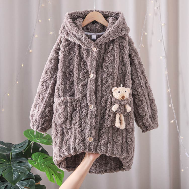 着る毛布 着ぐるみ ナイトウェア フード付 キッズ 子供 ルームウェア 前開き 長袖 ...