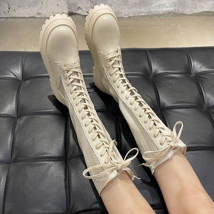 贅沢屋の 美脚サンダル ブーツサンダル 太いヒール サマーブーツ サンダル 痛くない 疲れない 靴 メッシュ シースルー 透かし ブーツ レディース ジョッキーブーツ 厚底 太ヒール アンクルブーティ フラット ロング ブラック 編み上げ 美脚 膝丈 ローヒール ニーハイ
