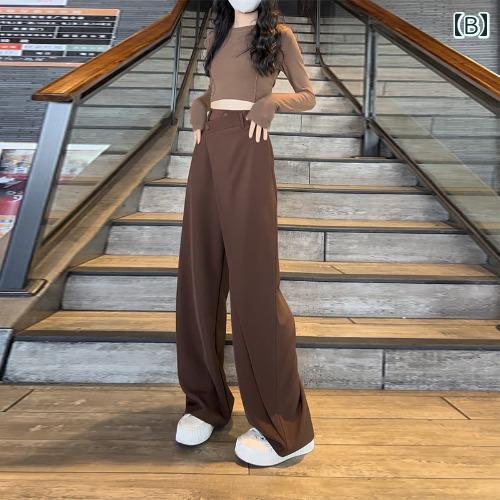 女性 レディース ワイドパンツ 夏 ハイウエスト ゆったり ファッション カジュアル おしゃれ かわいい スリム ブラック ブラウン グレー