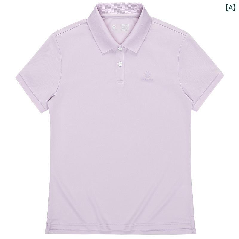 女性 スウェットシャツ ポロシャツ 夏 ランニング スポーツ トップ 通気性 半袖 Tシャツ 紫 黒 白