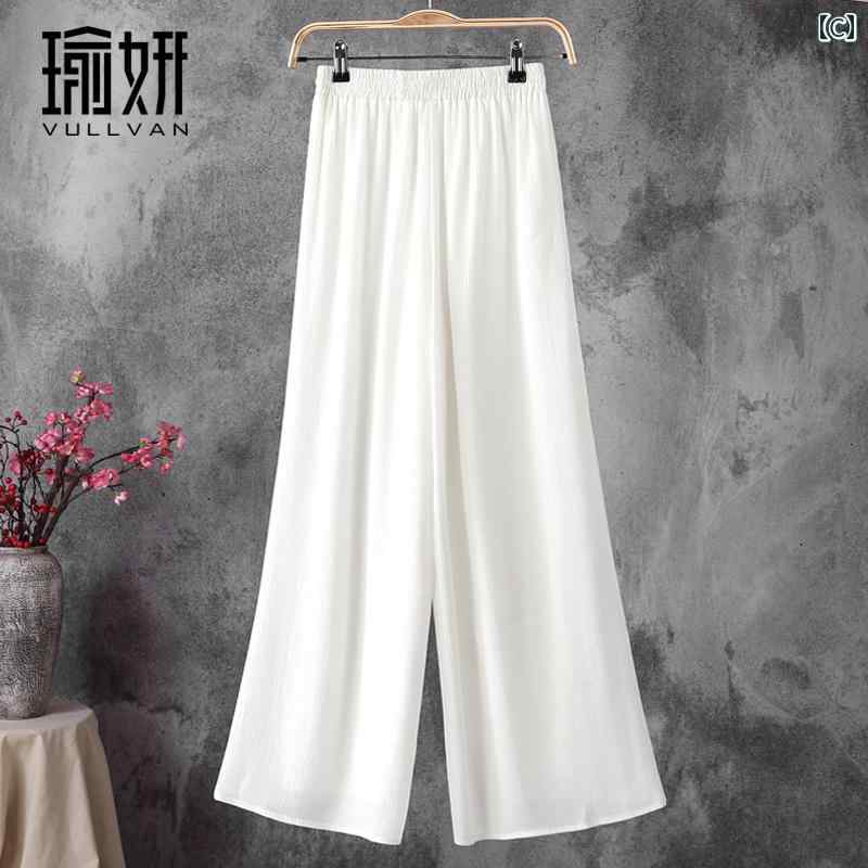 シフォンパンツ クール レディース 女性用 2024年 ハイウエスト ドレープ ワイドレッグ ストレート カジュアル 日焼け防止 おしゃれ 綺麗 可愛い ホワイト ブラック