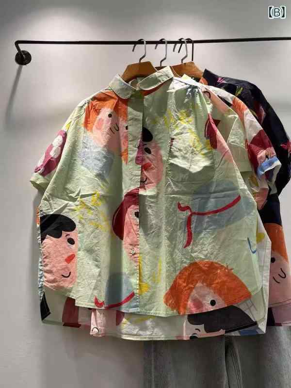 半袖シャツ トップス レディース ゆったり カジュアル 子供っぽい落書きプリント ...