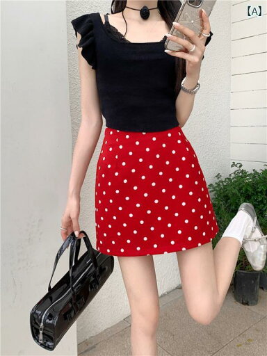 ミニスカート 水玉 女性 レディース ファッション ハイウエスト ショート スマート かわいい レトロ 韓国 ドット レッド ブラック ミニスカート 水玉 女性 レディース ファッション ハイウエスト ショート スマート かわいい レトロ 韓国 ドット レッド ブラック