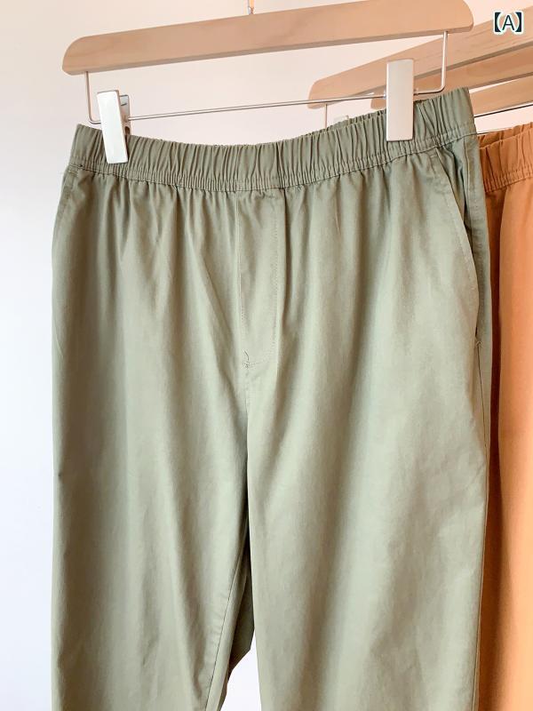 テーパードパンツ ファッション レディース カジュアル スリム かわいい ハイウエスト ポケット シンプル グリーン ブルー カーキ