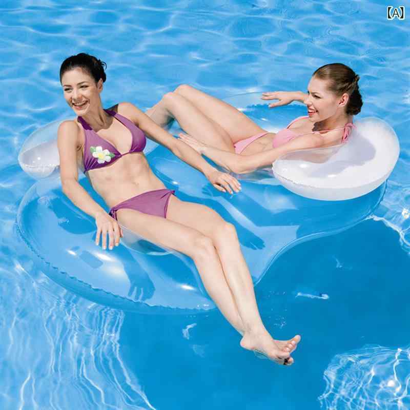 夏 浮輪 特大 シングル ダブル 水 フローティングベッド 海水 浴用 プール パーティー 透明 ブルー ピンク