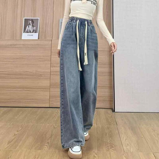 デニムパンツ レディース ワイドレッグパンツ 女性用 ジーンズ 2024 ハイウエスト フロア レングス おしゃれ 綺麗 可愛い ゆったり 巾着 弾性 デニムパンツ レディース ワイドレッグパンツ 女性用 ジーンズ 2024 ハイウエスト フロア レングス おしゃれ 綺麗 可愛い ゆったり 巾着 弾性