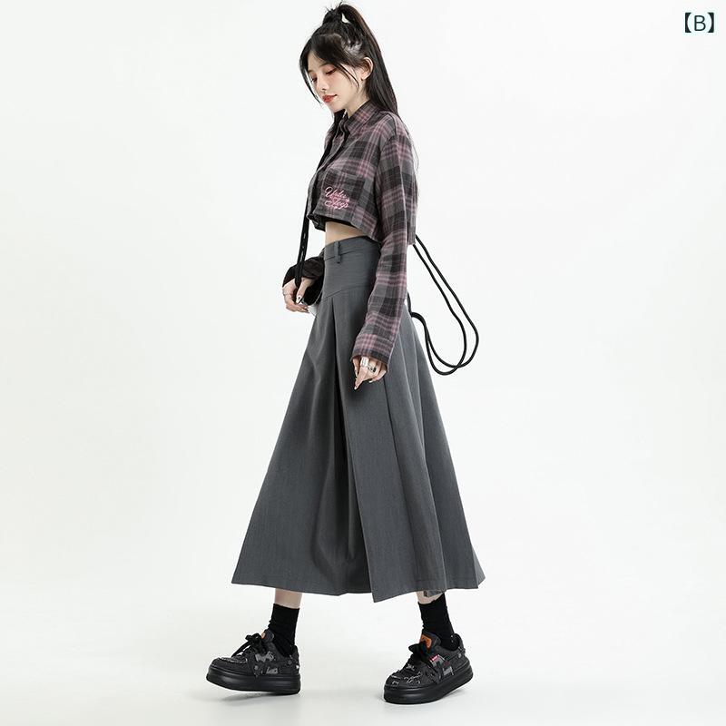 スカート レディース 秋物 秋用 学生風 制服風 プリーツスカート ロングスカート A...