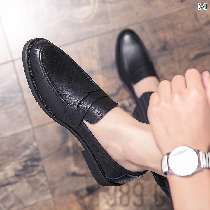 ローファーメンズ 男性用 革 レザー シューズ 運転 カジュアル フォーマル おしゃれ インナー ハイト ビジネス 通気性が良い ブラック ブラウン