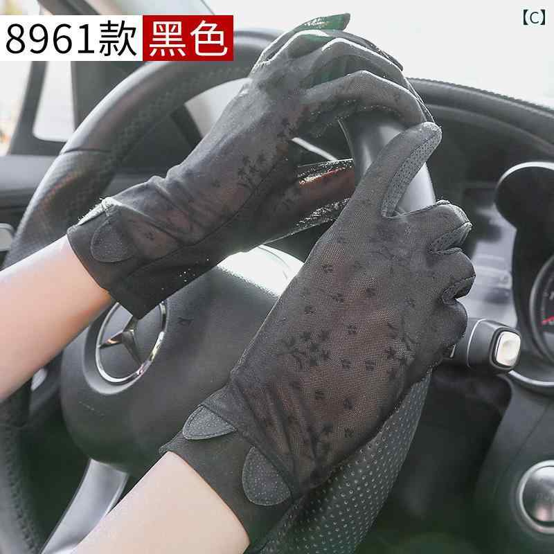 レディース レース手袋 レディース かわいい おしゃれ セクシー 滑り止め 日焼け防止 薄手 韓国 アウトドア サイクリング 運転 グレー ピンク ブラック