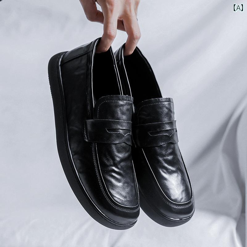 ローファーメンズ 男性用 革 レザー シューズ 運転 カジュアル フォーマル おしゃれ インナー ハイト ビジネス 通気性が良い 黒