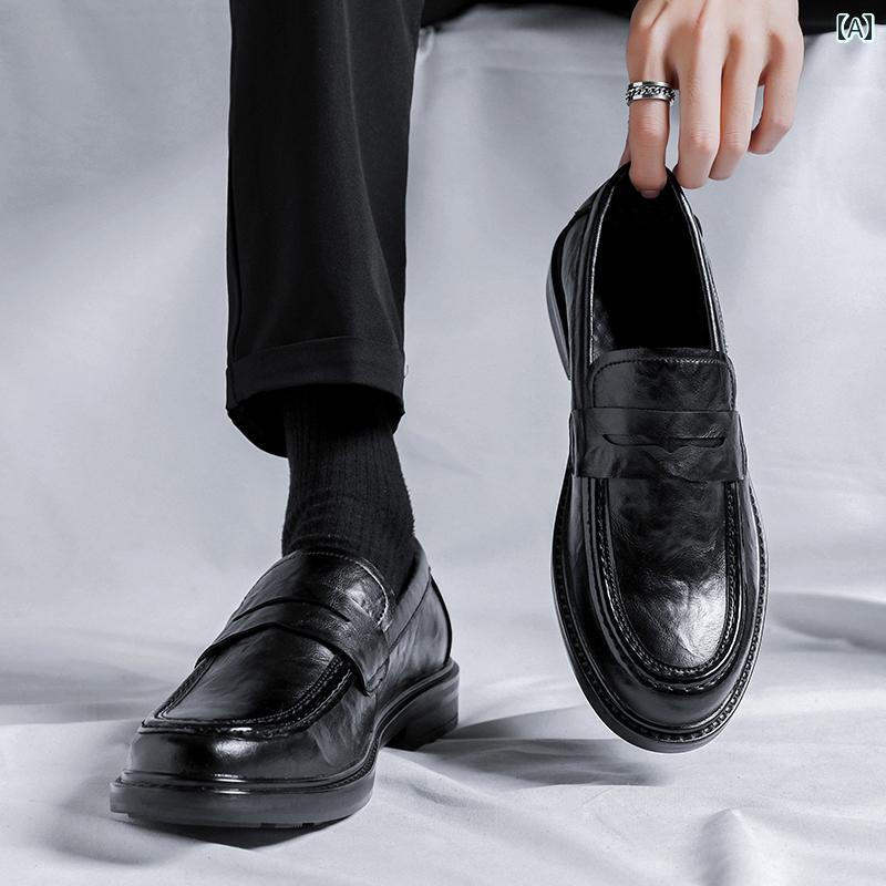 ローファーメンズ 男性用 革 レザー シューズ 運転 カジュアル フォーマル おしゃれ インナー ハイト ビジネス 通気性が良い ブラック ブラウン