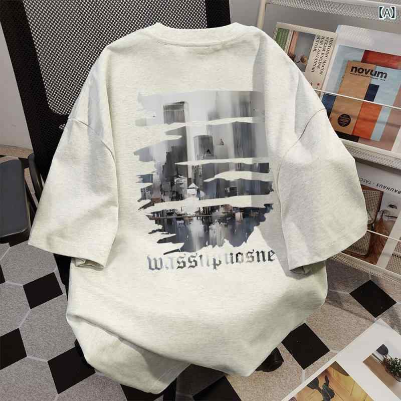 樂天商城 - おもしろTシャツメンズ 2024年 夏 男性用 プリント 半袖 粋な 綿 コットン ラウンドネック トップ カジュアル おしゃれ 可愛い ゆったり ホワイト グレー ブラック