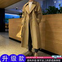 ウィンドブレーカーメンズ 秋の新 ロング カジュアル ラージ コート ミディアムレングスコート ゆったりとした ストレート おしゃれ カーキ ブラック ブラウン