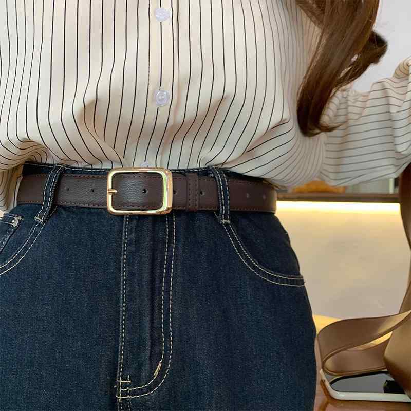 ベルト 女性 レディース ファッション シンプル カジュアル おしゃれ レジャー シングルループ フック ブラック ブラウン(4)