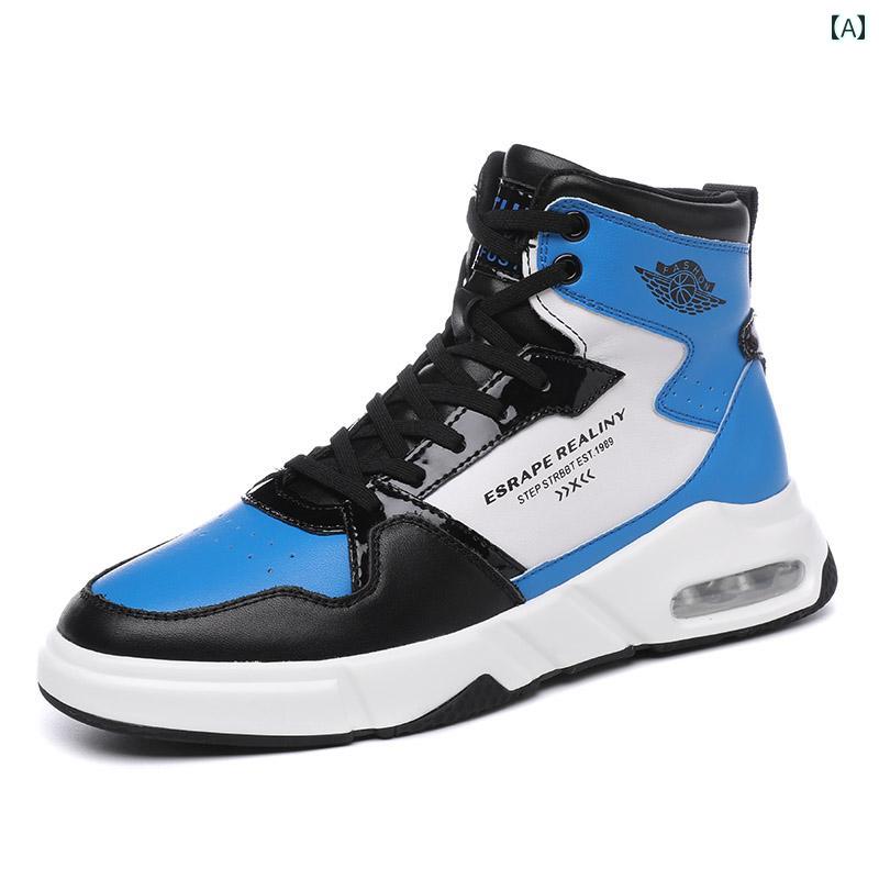 バスケットボールシューズメンズ ボーイズ 実戦 滑り止め 耐摩耗 スポーツ 摩擦 おしゃれ カジュアル 男性用 ハイカット 白 青 グレー