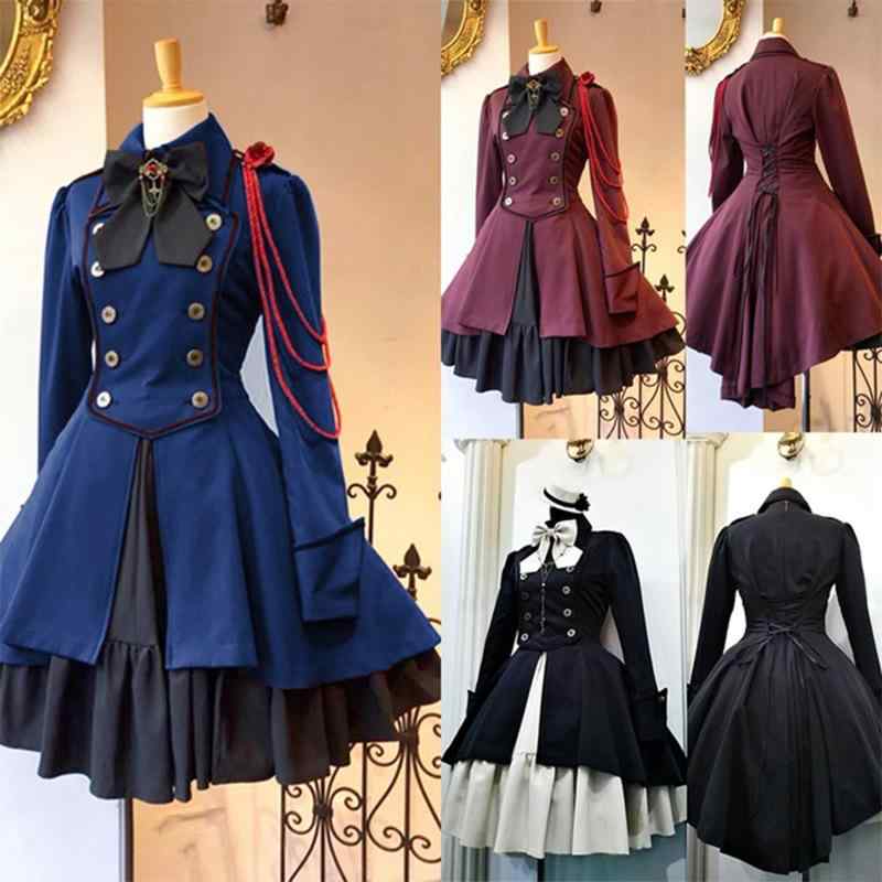 ワンピース レディース 長袖 レトロ ロリータ 文芸風 蝶結び フリル コスプレ 衣装 仮装 ドレス 舞台衣装 発表会 パーティー イベント ロング丈 ゆったり 大きいサイズ 体型カバー 着痩せ 細見え 異素材ミックス 上品 高級感 かわいい 清楚 クラシ