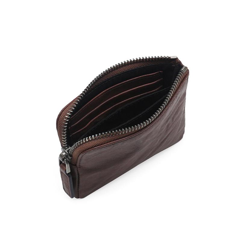 牛革 コインケース 財布 カードケース コインバッグ 小銭入れ シンプル 収納 レトロ ファスナー 小型 ブラウン イエロー レッド