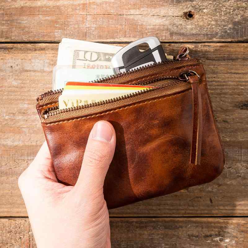 牛革 コインケース 財布 カードケース コインバッグ 小銭入れ シンプル 収納 レトロ ブラウン ブラック グリーン