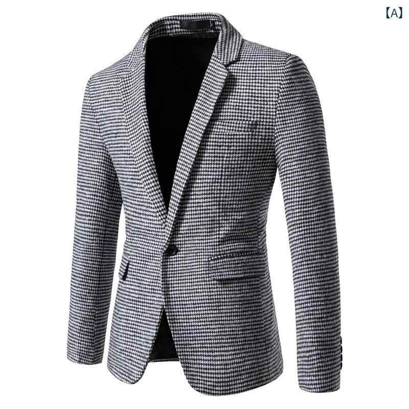 テーラードジャケット メンズ 男性用 アウター 羽織り 上着 チェック柄 切り替えデザイン 英国風 イングランドスタイル おしゃれ きれいめ カジュアル フォーマル 通勤用 ビジネス用 秋物 冬物 秋冬物 大きいサイズ ゆったり 体型カバー 着痩せ 細見