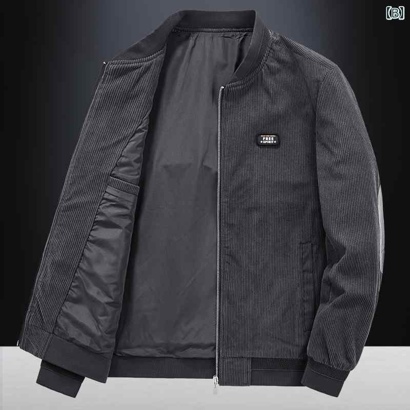 暮らしのお手伝いのジャケット 男性用 メンズ アウター スタジャン コーデュロイ 野球襟 秋物 春物 青年 通勤用 ビジネス カジュアル ゆったり 大きいサイズ 体型カバー 羽織り 厚手 無地 長袖 ヴィンテージ風 レトロ感 紳士服 襟付き ブルゾン シンプル 普段使い｜アングル2