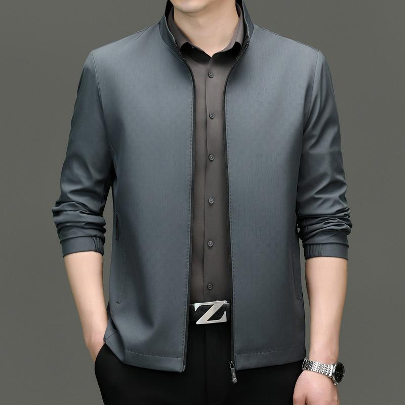 ジャケット 男性用 メンズ アウター 羽織り 無地 ビジネス 通勤用 高級感 襟付き 長袖 ゆったり 大きいサイズ 体型カバー 着痩せ 細見え お腹周り 二の腕カバー 春秋物 春服 秋服 カジュアル シンプル 紳士服 上着 防風 快適 通気性 柔らかい