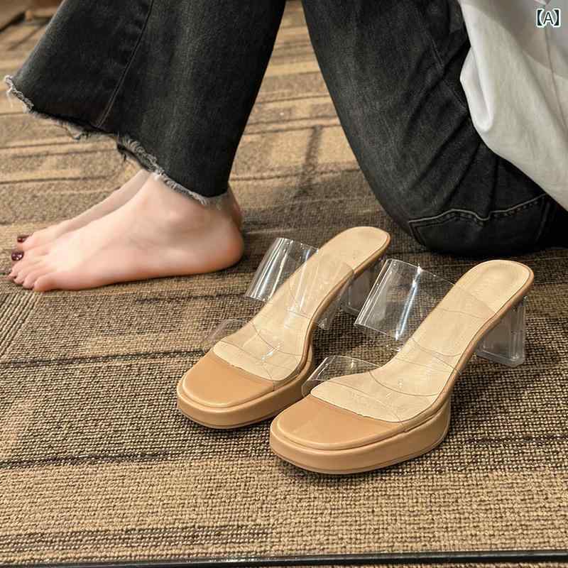 サンダル透明 レディース 女性用 夏 新 2024年 アウター 快適 シンプル おしゃれ 可愛い 綺麗 ファッシ..