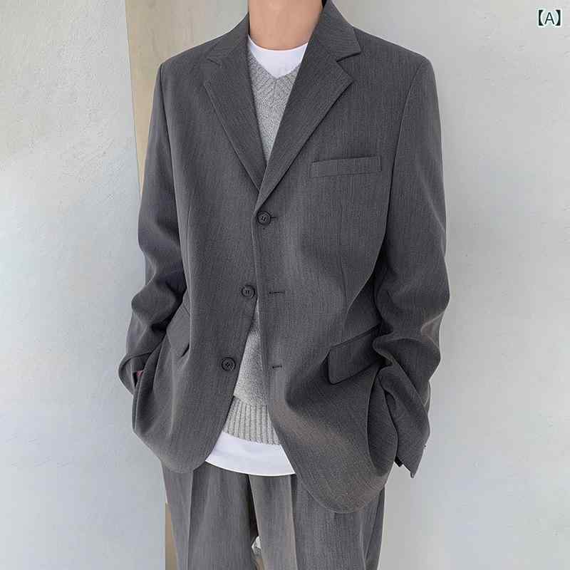 テーラードジャケット メンズ 春秋 カジュアル 羽織り アウター 韓国風 ゆったり 大きいサイズ 体型カバー 着痩せ ブレザー 紳士服 上着 トップス 羽織物 きれいめ 軽アウター 長袖 無地 シンプル ベーシック 通勤 通学 デイリー お出かけ おしゃ