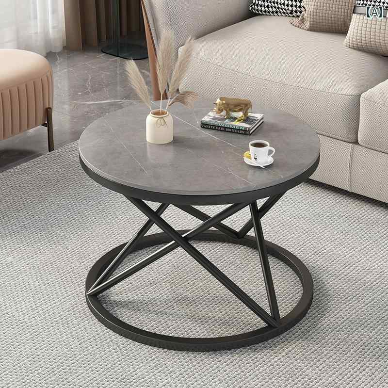 ミニテーブル リビングルーム モダン風 ラウンド グレー 白