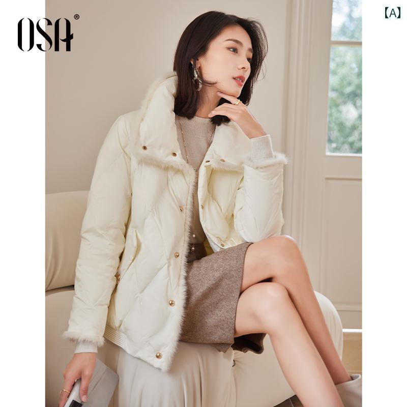 女性 白 ダウンジャケット 薄手 ショート 秋冬 小さな香り風 無地 シンプル スタンドカラー シングルブレスト レギュラースリーブ 青(4.0)