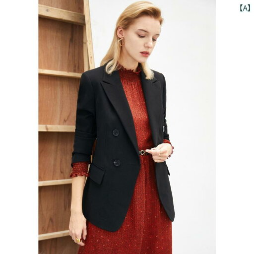 女性 黒 コート ダブルブレスト ショート 小さな スーツ ジャケット 初秋 プロ ウエスト 無地 レギュラースリーブ 女性 黒 コート ダブルブレスト ショート 小さな スーツ ジャケット 初秋 プロ ウエスト 無地 レギュラースリーブ