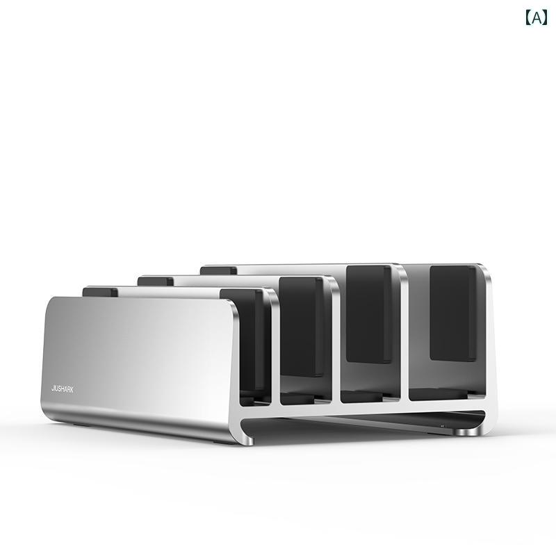 ラップトップスタンド 垂直 フラット 多機能 収納ベース アルミニウム合金 クロスライン シルバー ブラ..