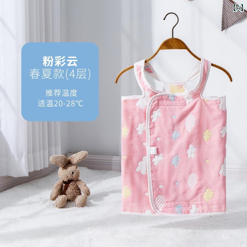 寝袋 子供用 ユニセックス ベスト コットン 夏 ピンク 青 黄色