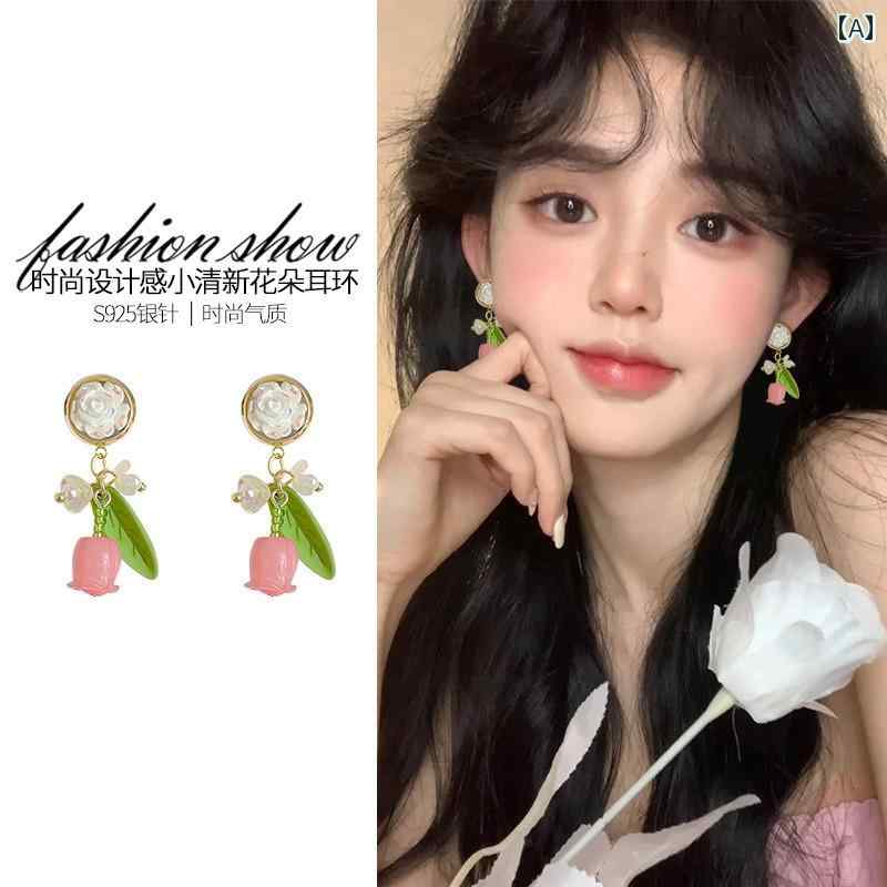 かわいい イヤリング レディース 花 ピンク