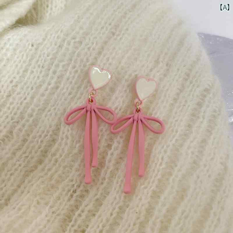 かわいい イヤリング レディース ハート ピンク(4)