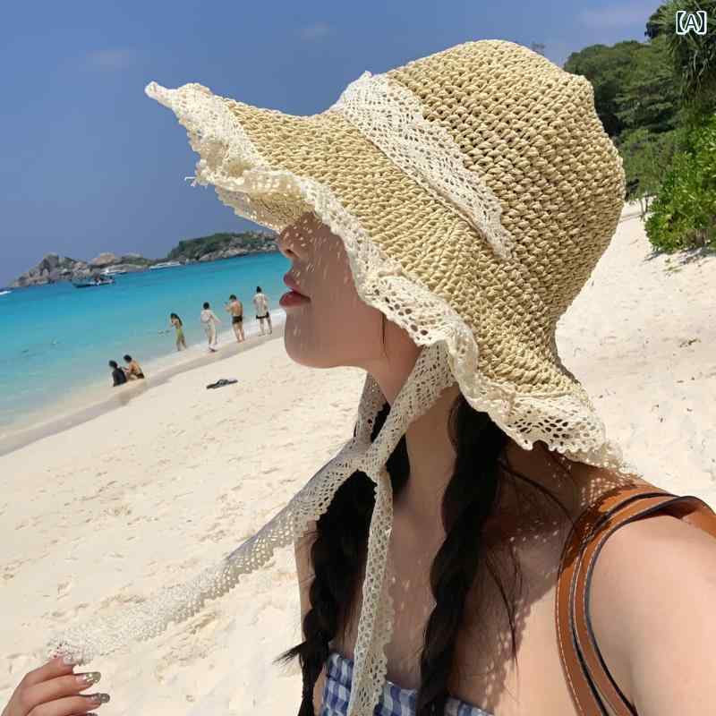 トップハット レディース 旅行 麦わら帽子 ドーム型 サンシェード 日焼け防止 ベージュ カーキ