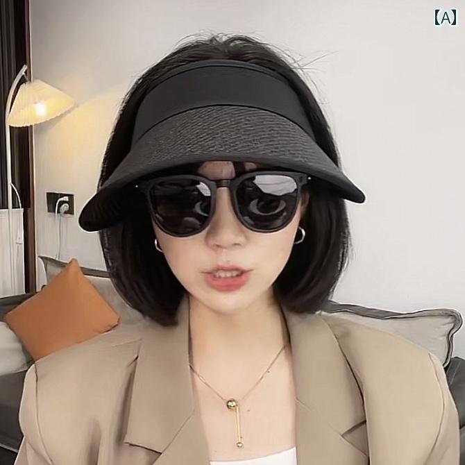 トップハット レディース 巻き上げ可能 春夏 サンシェード 麦わら帽子 旅行 つば広 黒 カーキ ベージュ