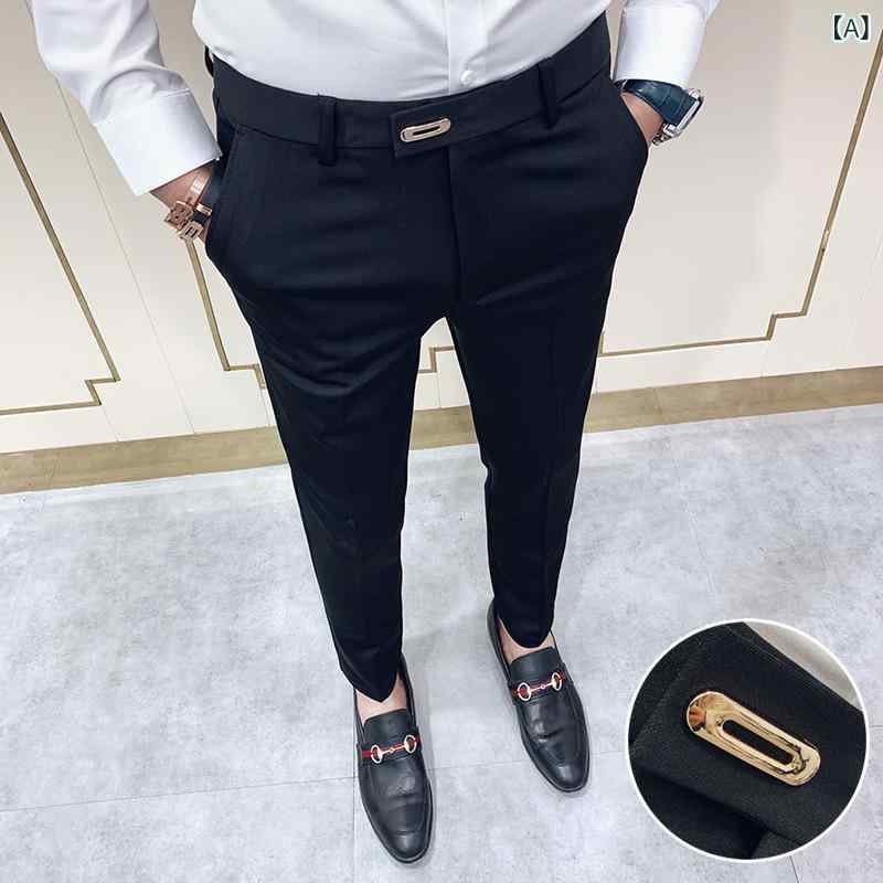 スラックス 男性用 メンズ ズボン パンツ スリム ストレッチ 九分丈 テーパードパンツ ビジネス カジュアル 通勤 通学 普段使い ビジネスカジュアル 伸縮性 美脚 細身 シルエット シンプル 無地 ベーシック スタンダード 通年着用 快適 動きやすい