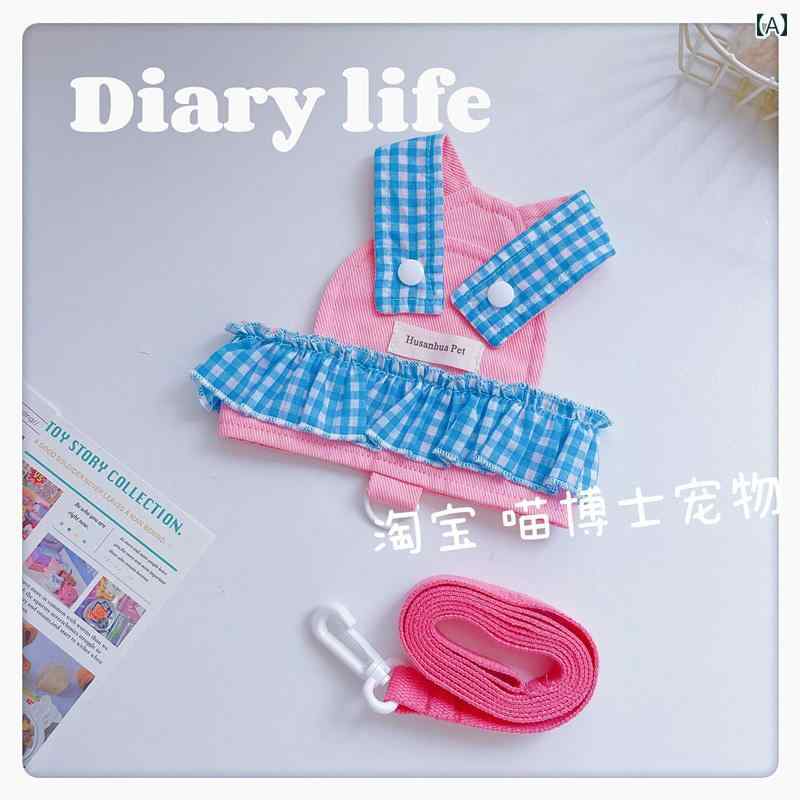 かわいい ペット服 チェストストラップ サスペンダードレス チェック柄 キャンディーカラー ピンク 黄色
