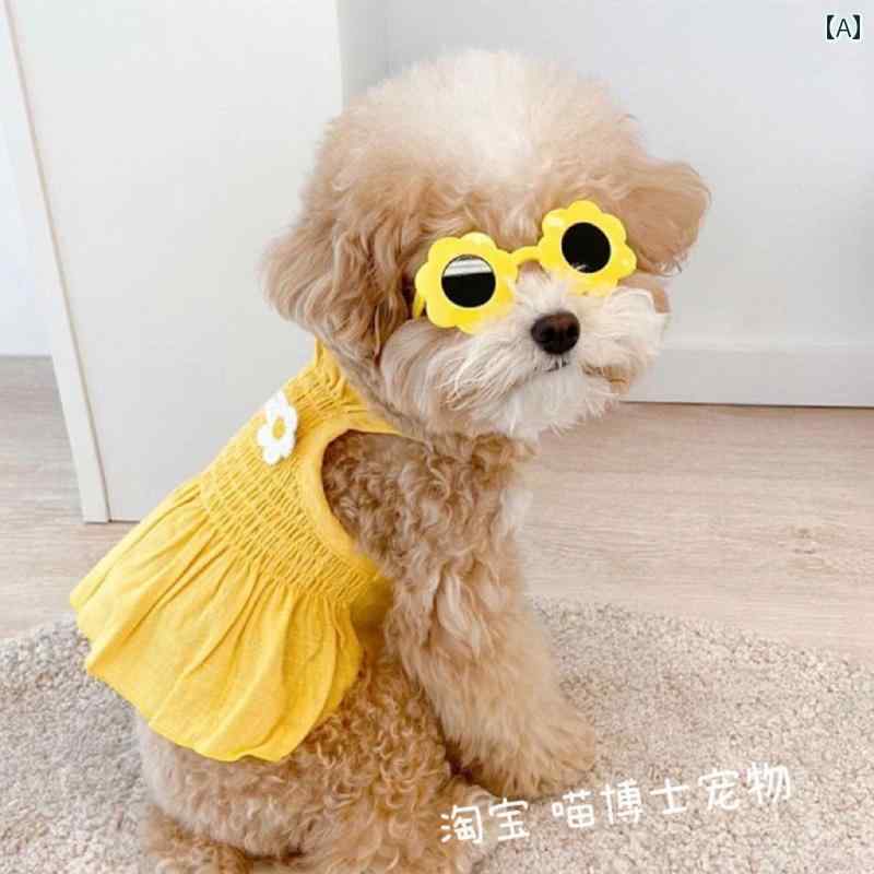 かわいい ペット服 春夏 薄手 スカート 黄色 ベージュ