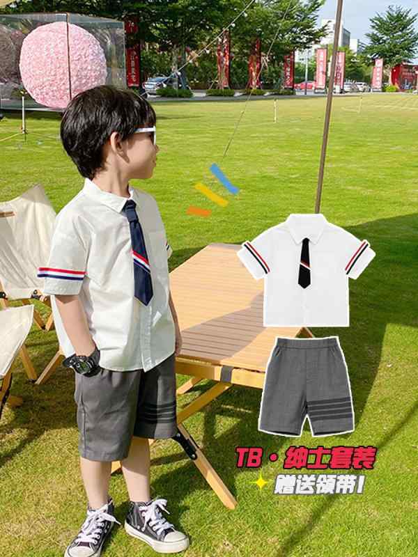 ドレス スーツ 男の子 夏 薄手 子供 半袖 シャツ ベビー カジュアル パンツ セット コットン プルオー..